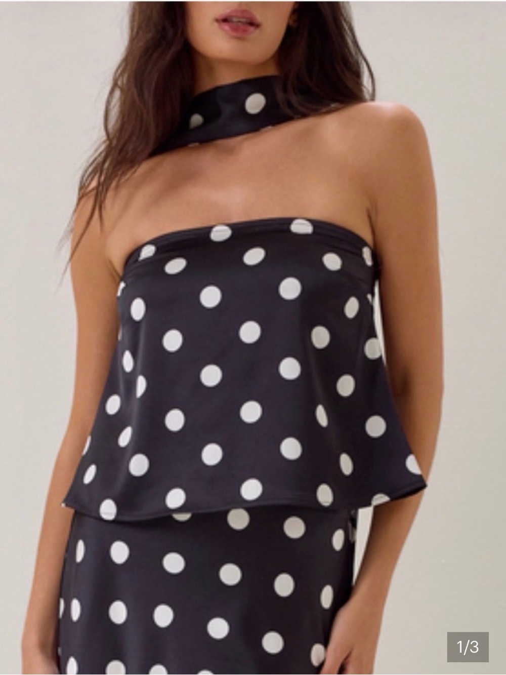 Altar'd State Black and White Polka Dot Strapless tube top with Choker